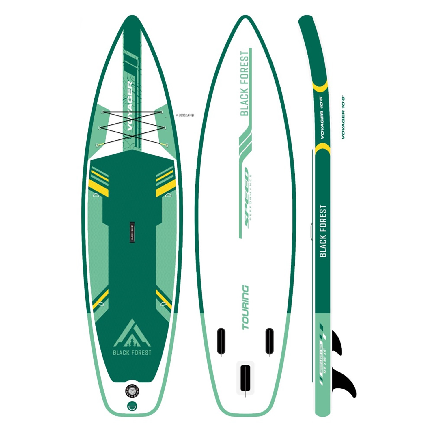 Deska SUP-2016 Black Forest, 320 x 81 x 15 cm z akcesoriami, biało-zielona