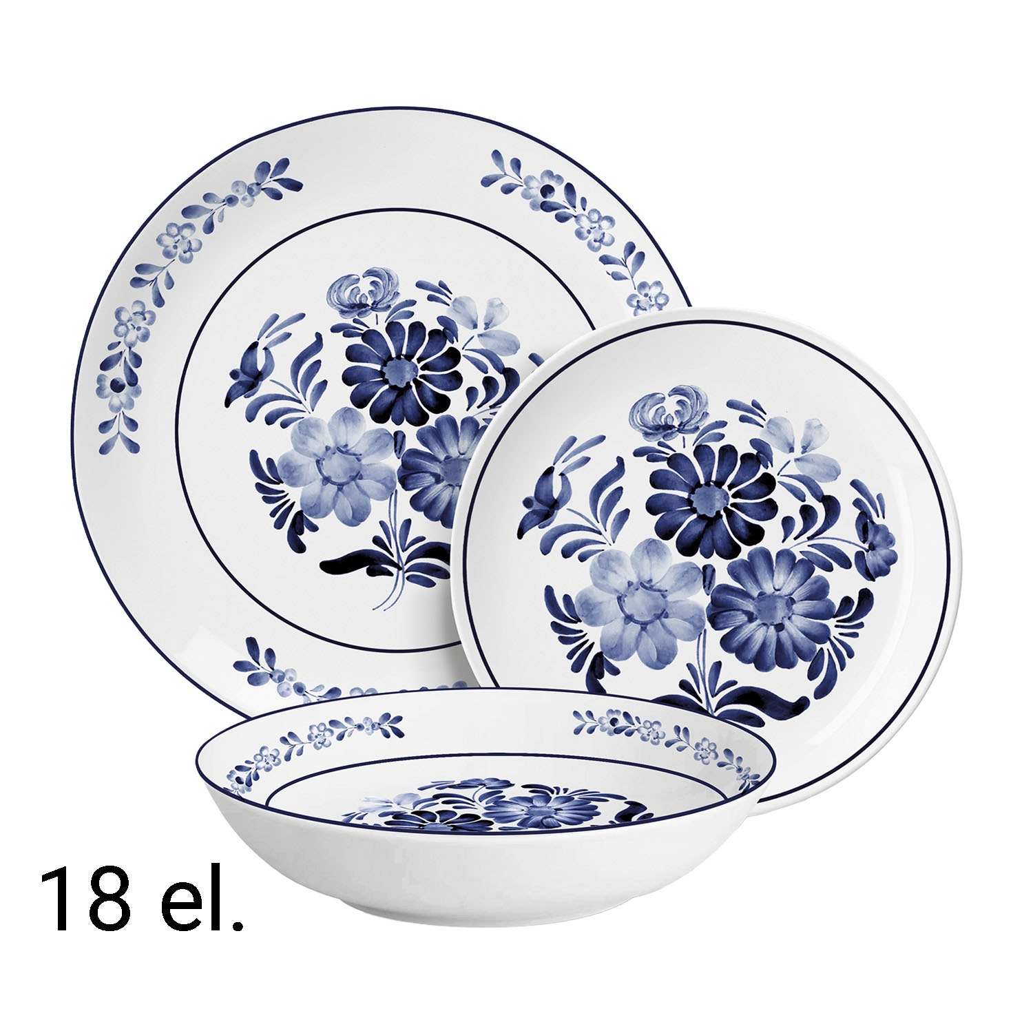 Zestaw obiadowy z porcelany MG Home Sintra, na 6 osób, 18 elementów, biały