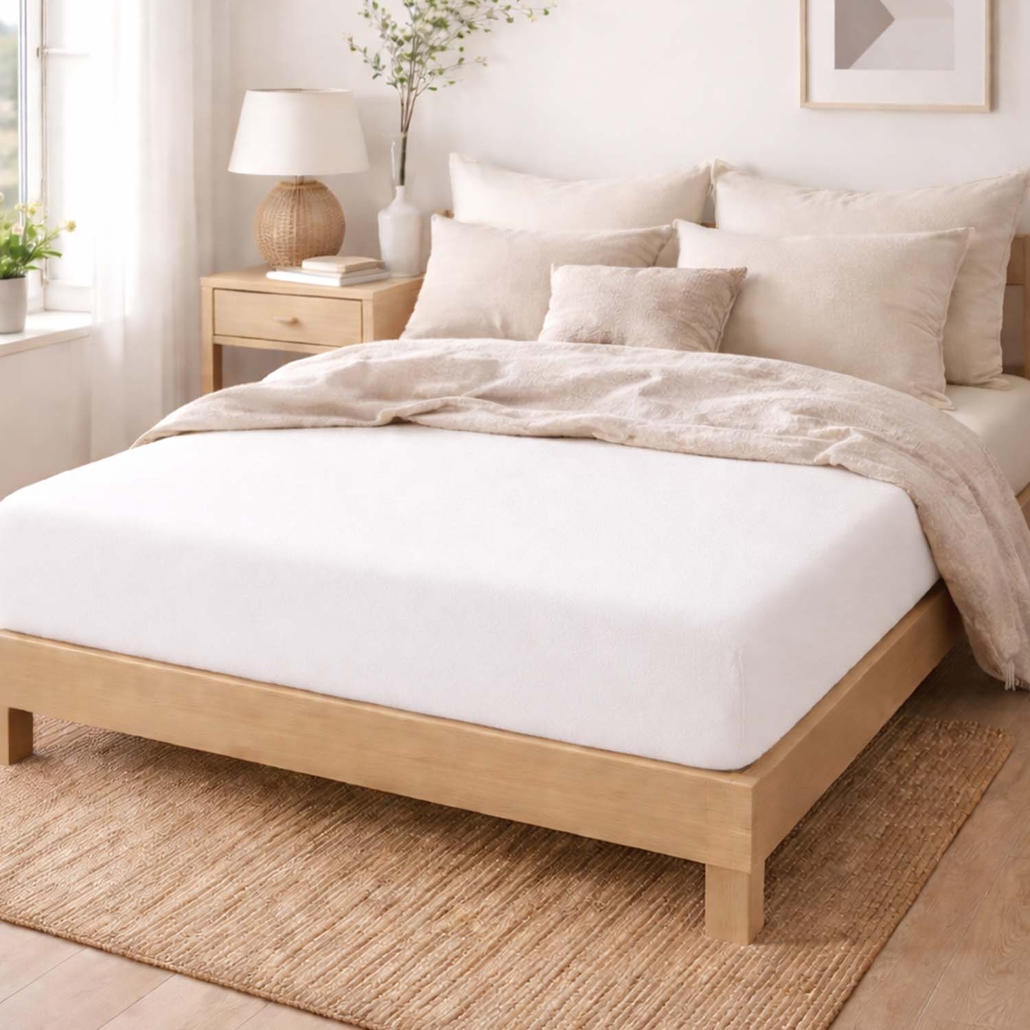 Prześcieradło frotte z gumką 180 x 200 cm Pation Home Luneo, białe