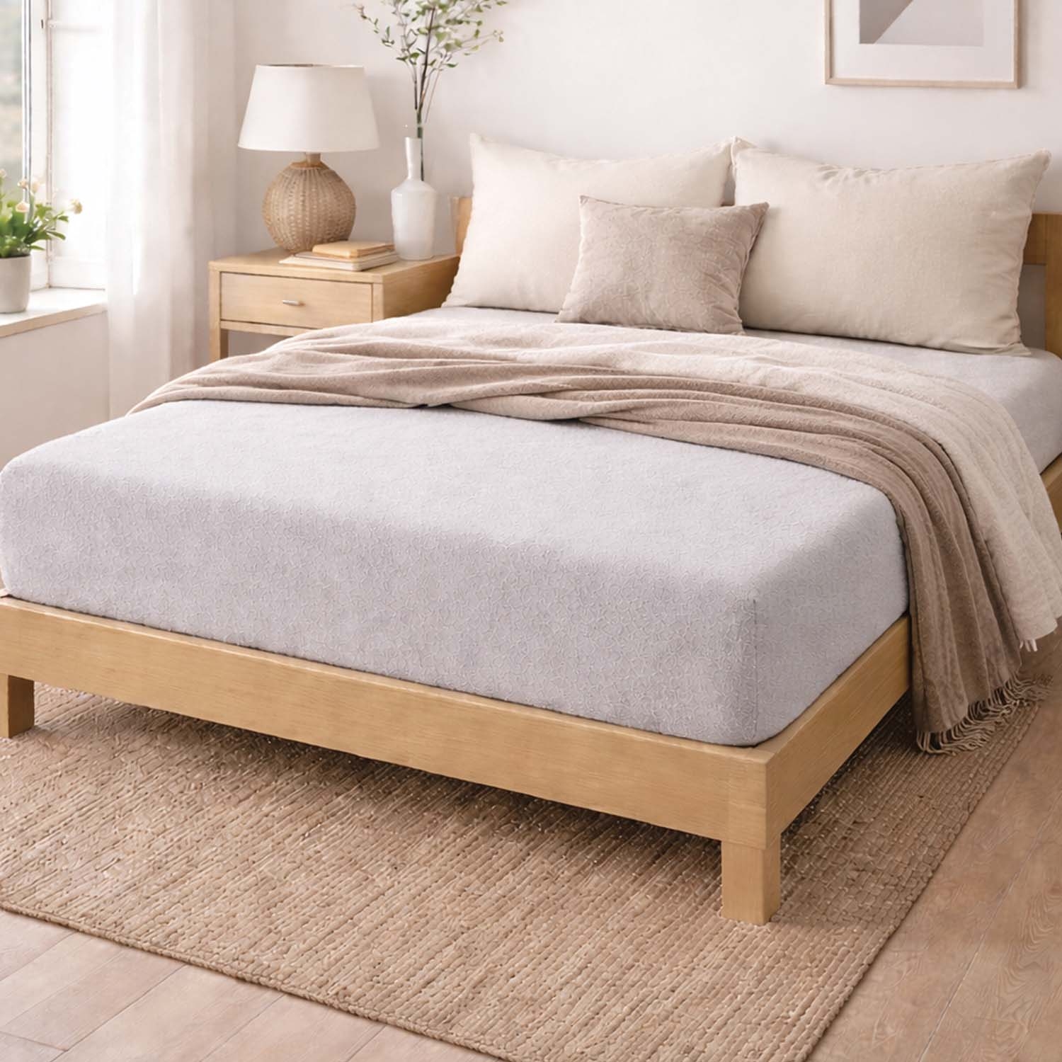 Prześcieradło frotte z gumką 180 x 200 cm Pation Home Luneo, jasnoszare