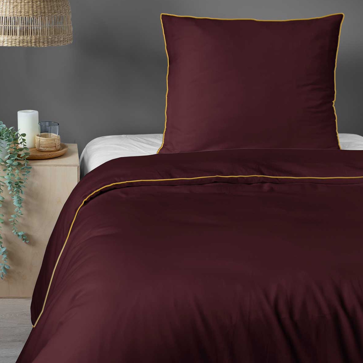 Pościel z makosatyny bawełnianej 140 x 200 cm Pure Collection, burgundowa