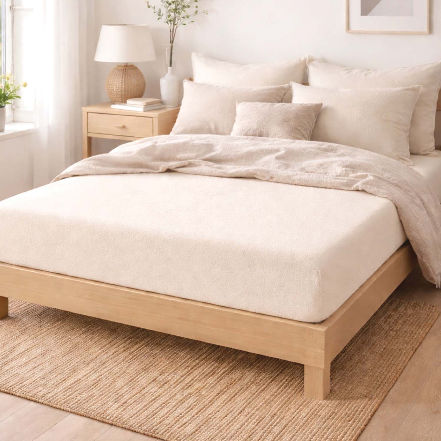Prześcieradło frotte z gumką 90 x 200 cm Pation Home Luneo, ecru