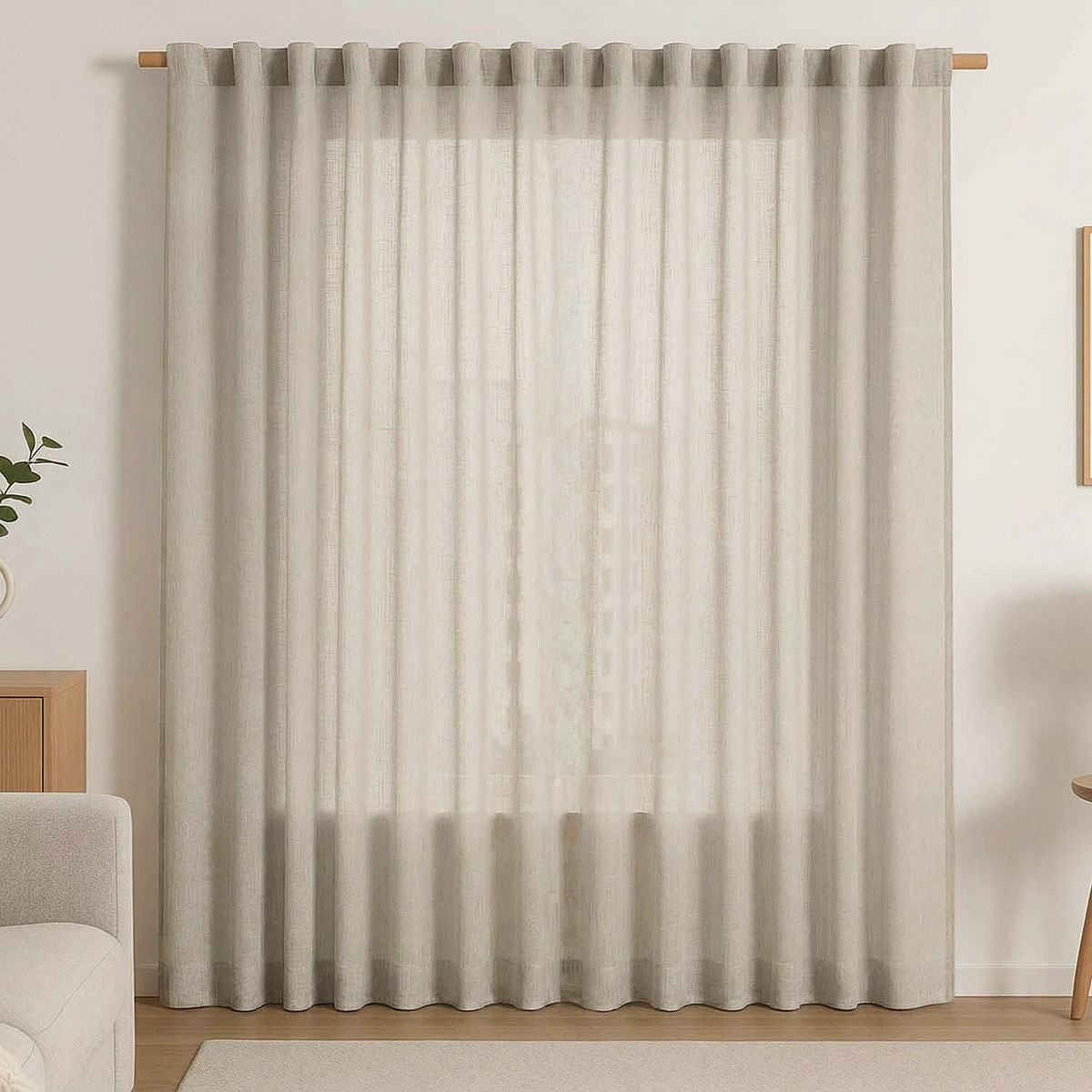 Zasłona na taśmie 140 x 270 cm Restilo Valeta, cappuccino