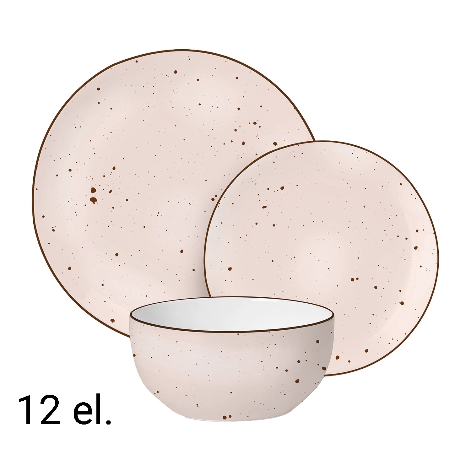 Zestaw obiadowy z porcelany na 4 osoby MG Home Gemma Pink, 12 elementów, różowy